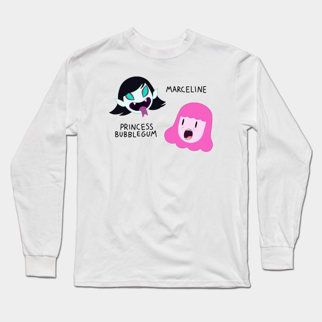 Marceline and Bubblegum intro Long Sleeve T-Shirt by maxtrology